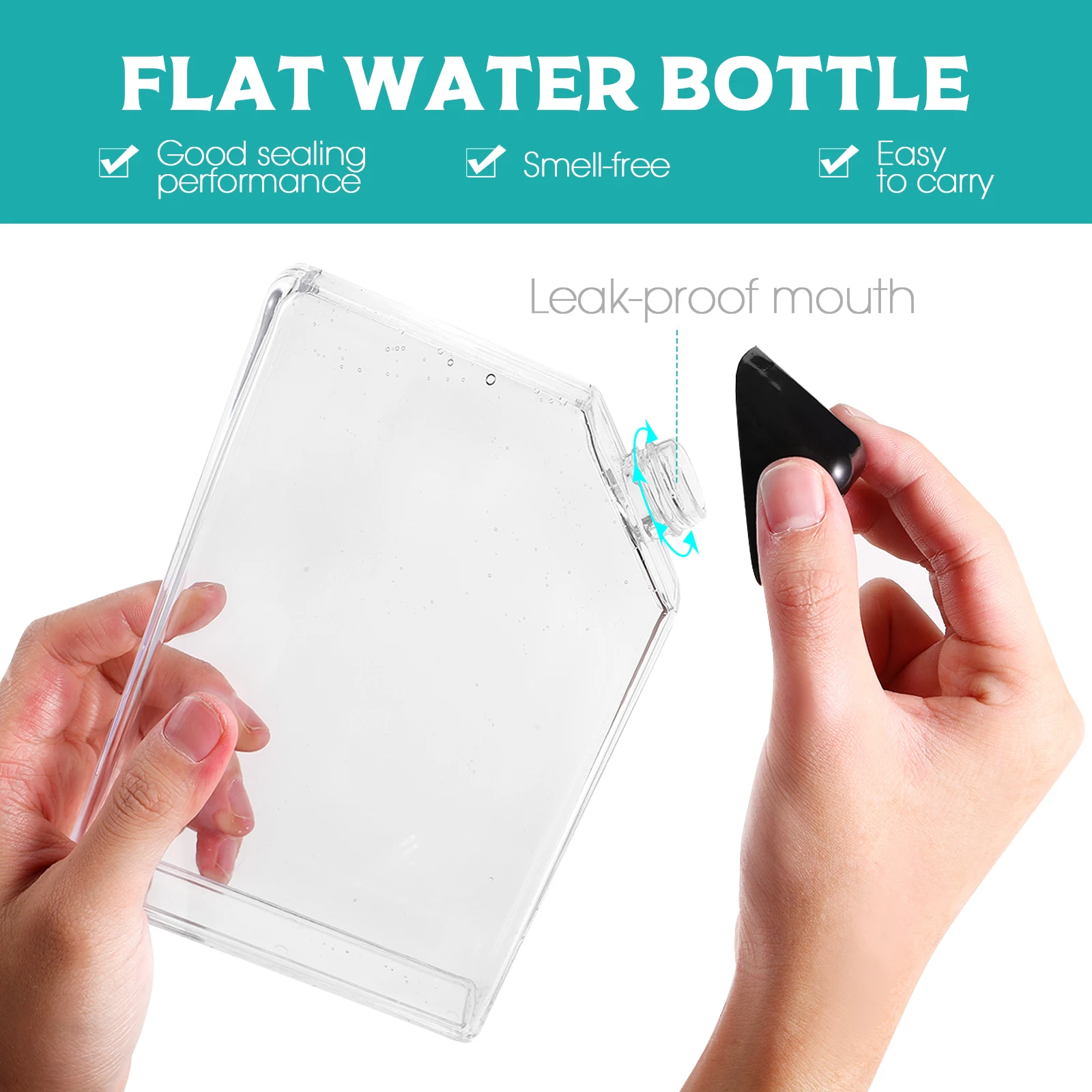 Flat Water Bottle Kettle Fitness Drinkware Gym Square Slim Purse Portable Travel Outdoor plastic Flask Clear Botella Agua