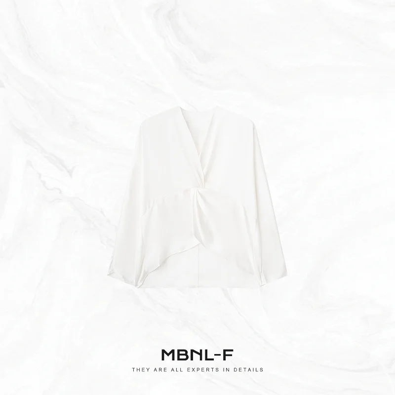 

Acetate Blend lectual V-Ne Twist Top Women's Casual Loose Fit Long Sve irt Sli Keling XMXSY26945