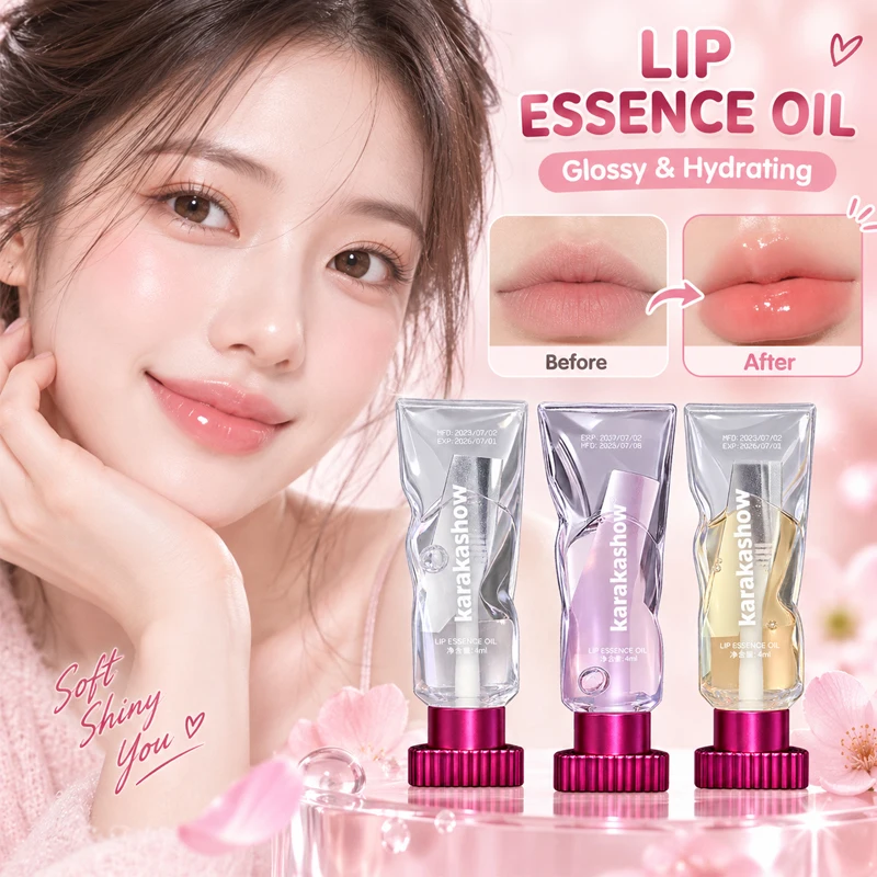 Kakashow Lip Essence Oil Hydrating Clear Lip Gloss Moisturizing Lip Serum Glossy Glazed Lip Oil Nourishing Lip Care for Dry Lips