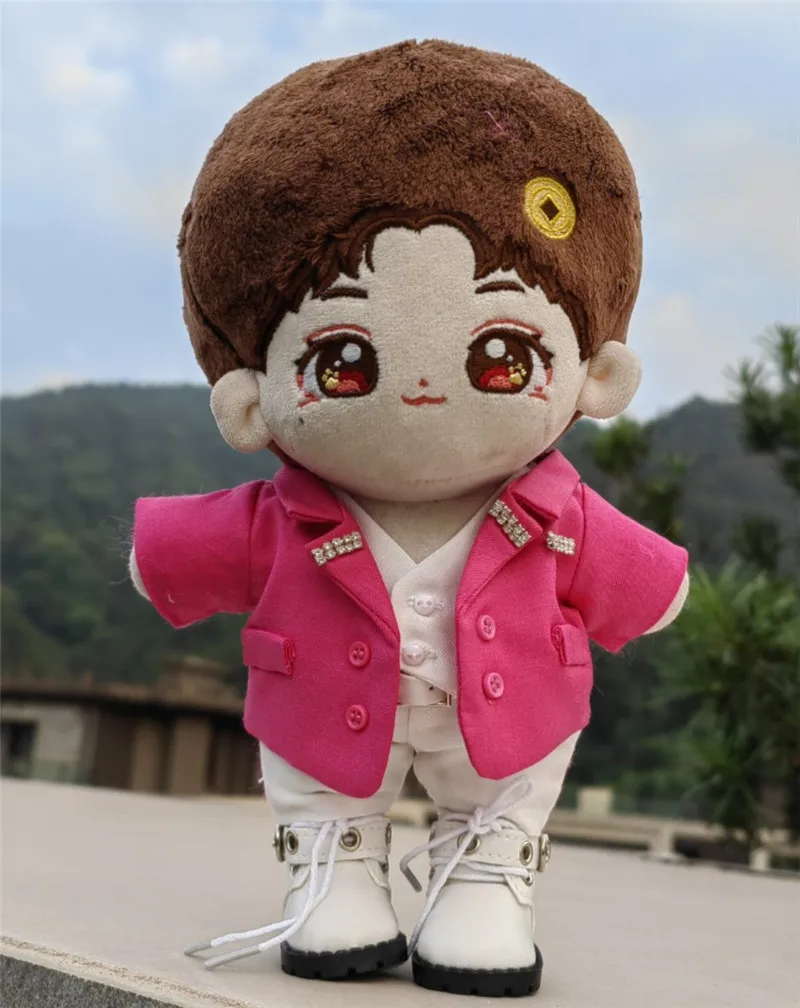 Hand-made 20cm Doll Clothes Short Plush Pink Suit 20cm  Idol Doll Outfit  DIY 20cm Doll Toy Clothes Accessories