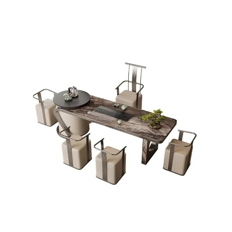 

Luxury stone rock slab tea table kettle integrated