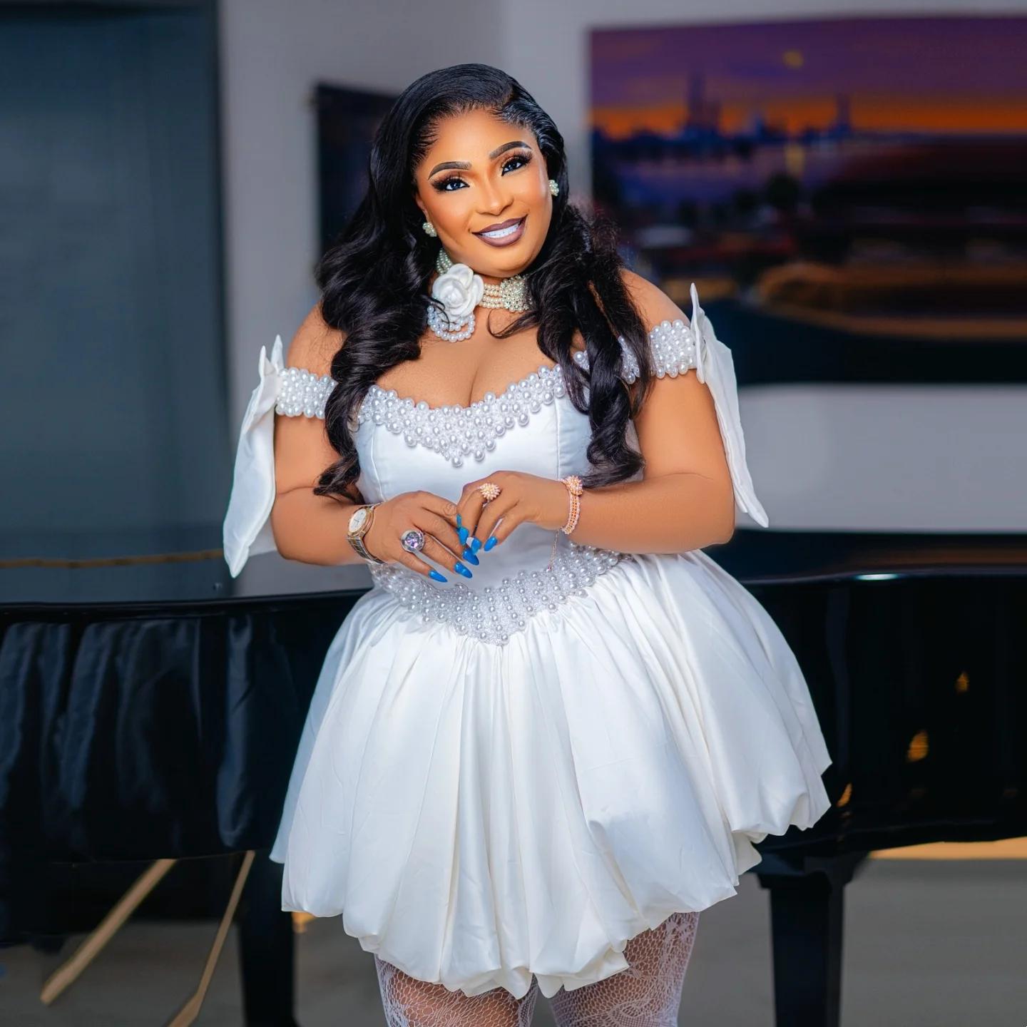 White Off Shoulder Satin Mini Dress Bow Pearl Tight corset Fluffy Wedding Dress Plus Size African Bride Dress Customization