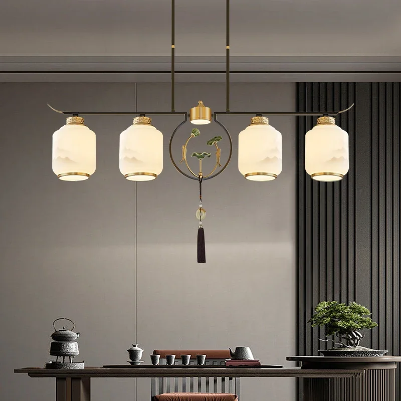 

Новая китайская люстра для ресторана Zen, простая полоска, чайная комната, кабинет, лампы Чжуншань, прямые продажи, люстра для столовой, бара