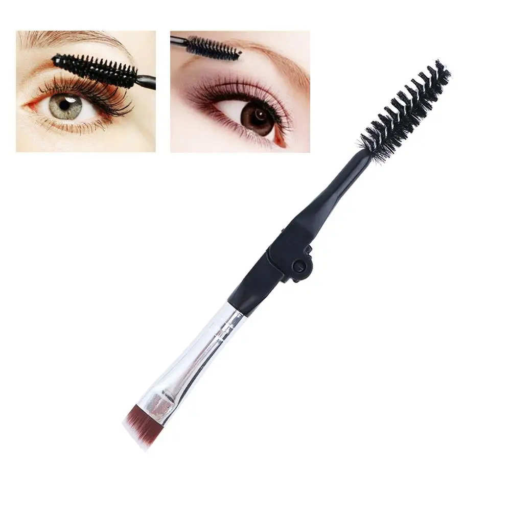 Women Portable Grooming Tool Eyelash Separator Spoolie Brush Mascara Applicator Duo Angled Eyebrow Brush Foldable Eyebrow Brush