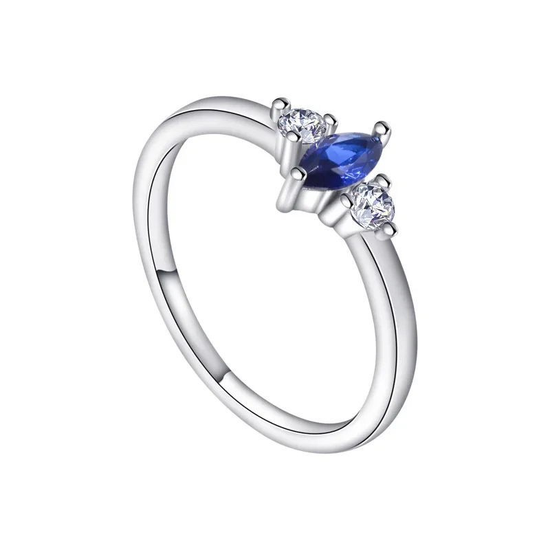 Penjualan terlaris cincin permata biru dalam perak 100% 925 baru untuk wanita dengan gaya mode elegan