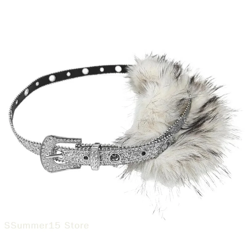 【r】cinto-vintage-de-couro-pu-com-strass-e-pele-sintetica-y2k-cinto-gotico-punk-sexy-com-pele-corrente-de-cintura-para-balada-decoracao-para-calcas-jeans