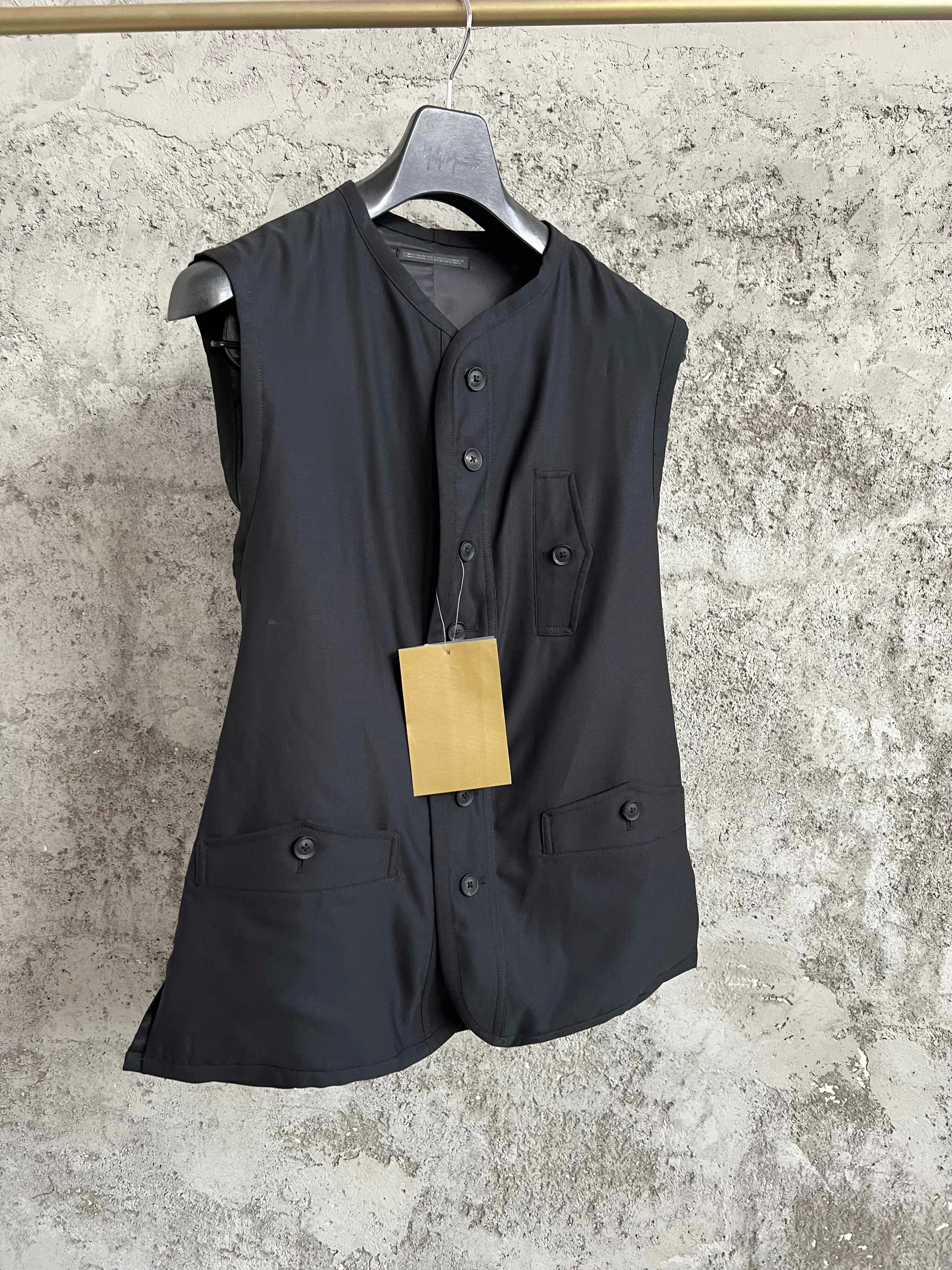 TOP-YAMAMOTO giacca in lana con clip corta stampata in lino