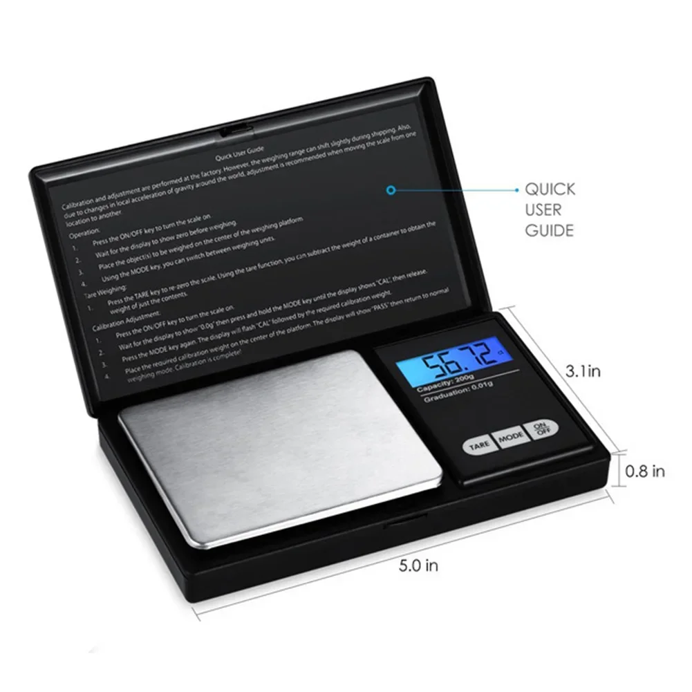 1000g 500g x 0.01g High Precision Digital Kitchen Scale Jewelry Gold Balance Weight Gram LCD Pocket Weighting Electronic Scales