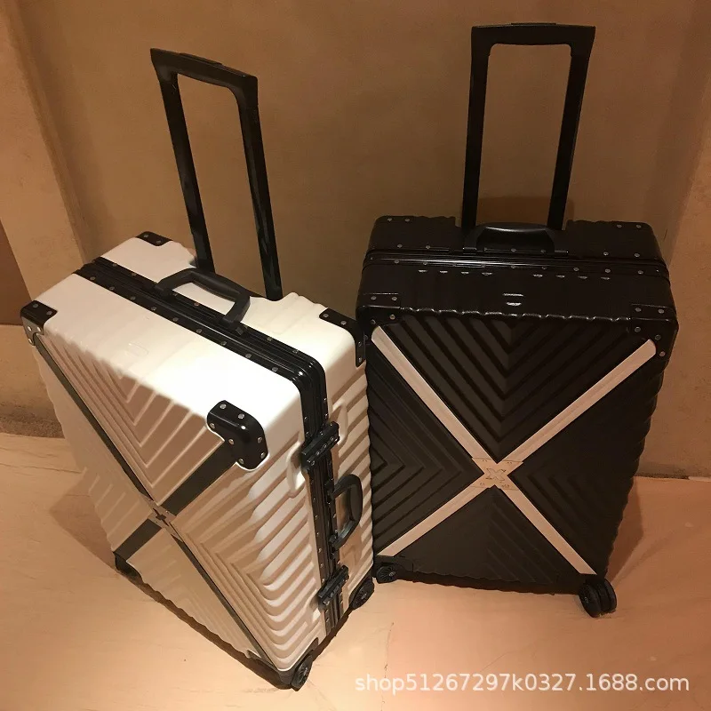 Hot new aluminum frame trolley box luggage men's and women's retro Korean version of travel box universal wheel code Suitcase