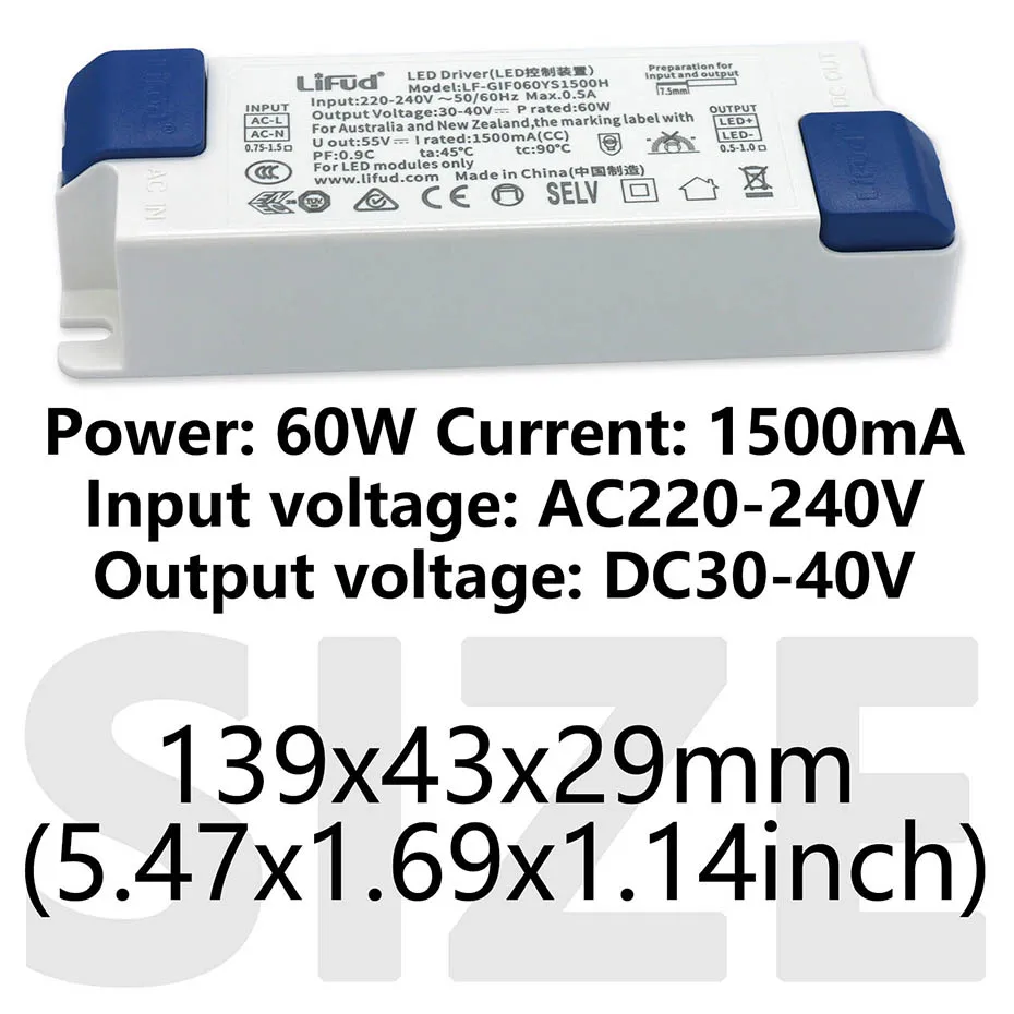 60W DC30-40V LED Panel Lampe Treiber Licht Transformator Eingang AC220-240V Netzteil Adapter 1500mA Strom für LED Panel Licht – Detail 1