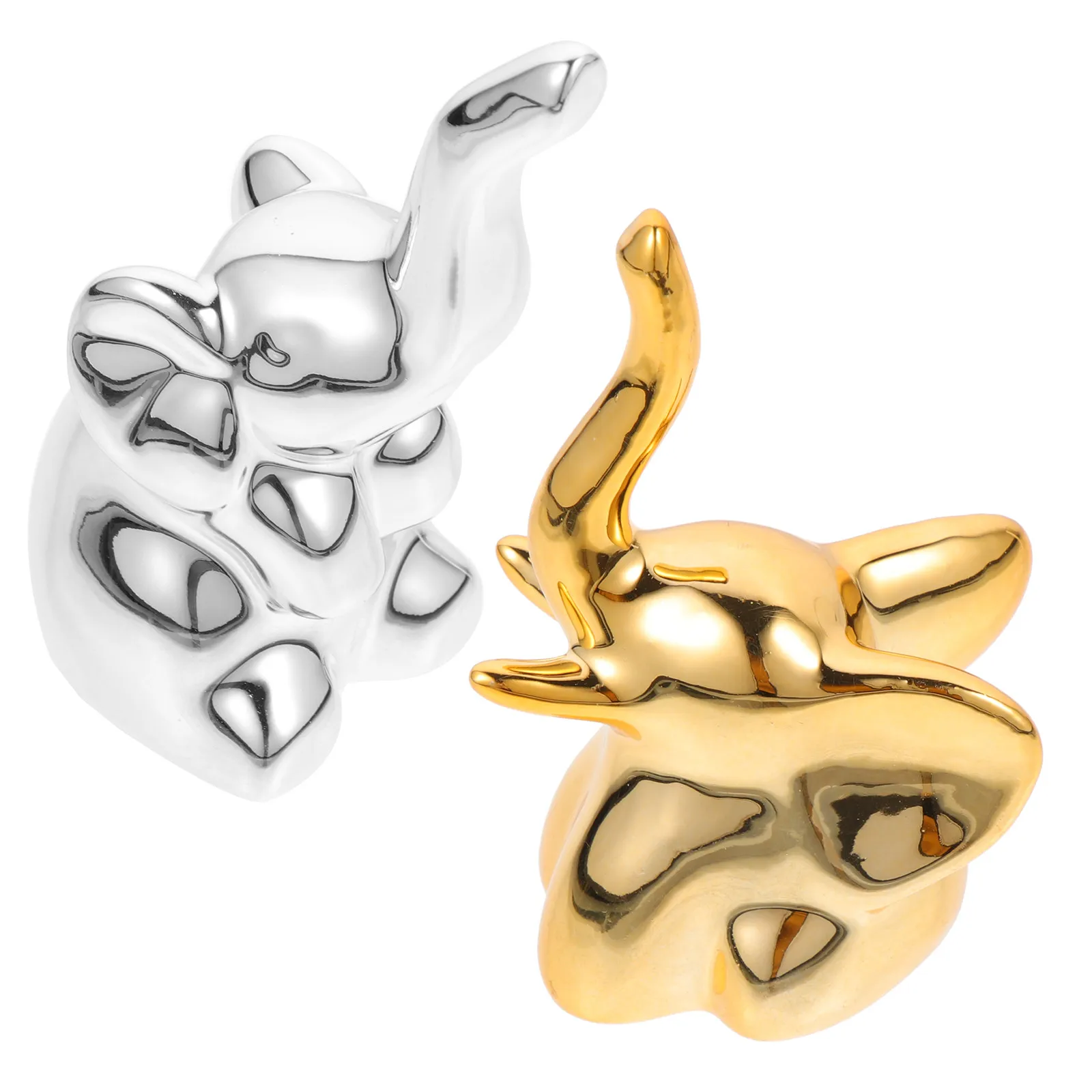 

Набор из 2 керамических подставок для колец в форме слона, яркие цвета, маленький размер, плоское основание, органайзер для украшений, подставка для демонстрации колец на туалетный столик