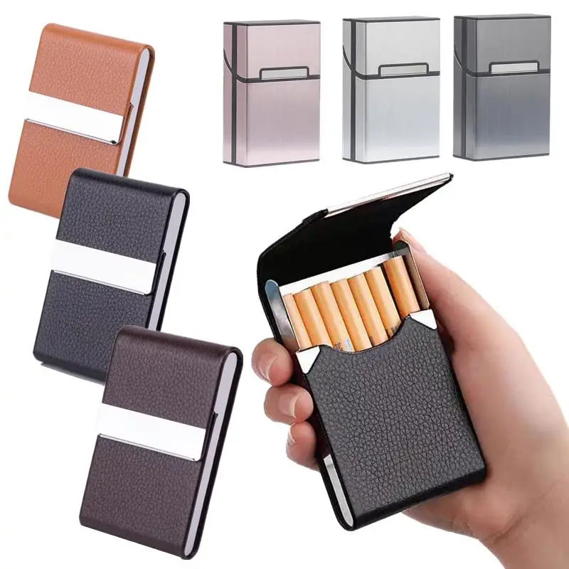 

Multifunction Stainless Steel Cigarette Case PU Cigar Storage Box Tobacco Holder 1 PC Card Cases Smoking Accessories