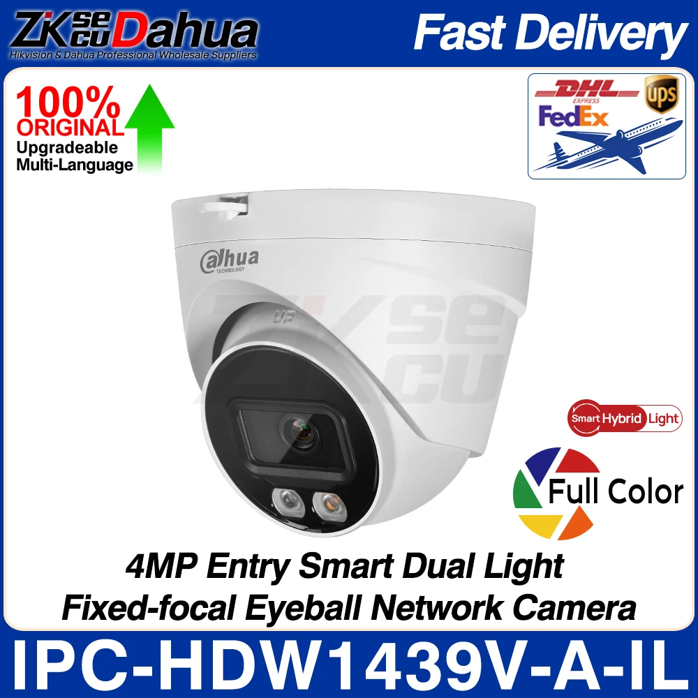 dahua original ipc hdw1439v a il 4mp entrada inteligente dupla luz fixa focal globo ocular camera de rede cor cheia humano detectar poe ip67 01