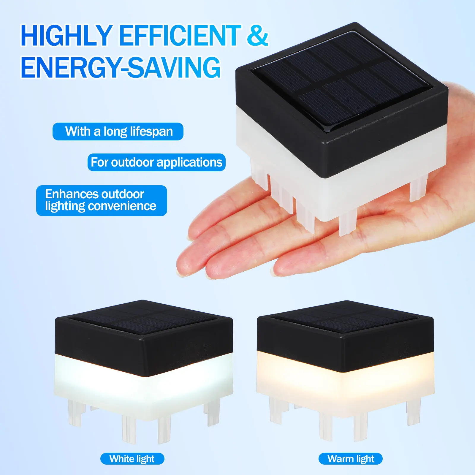 Solar Post Cap Light Fence Lights LED for outside Outdoor Waterproof Pillar Powered