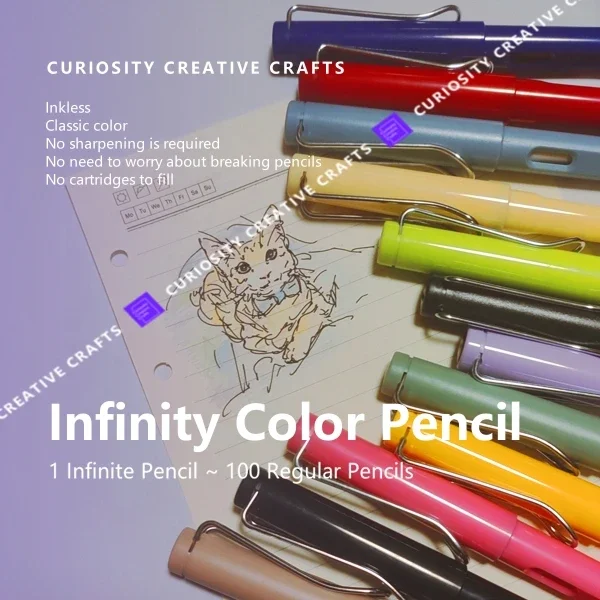 12pcs/Set Colored Infinity Pencils Set With Eraser Morandi Classic Colors Eternal Everlasting Inkless Metal Artwork Artists Gift