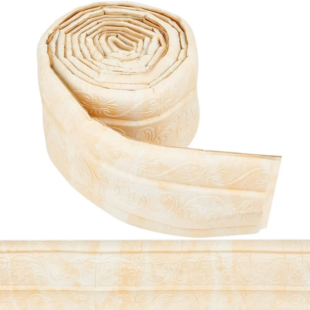 89 x 3인치 크라운 몰딩 껍질과 스틱 자체 접착 흰색 유연한 폼 트림 끈적 끈적한 장식 벽지 3D 벽 만들기 키트