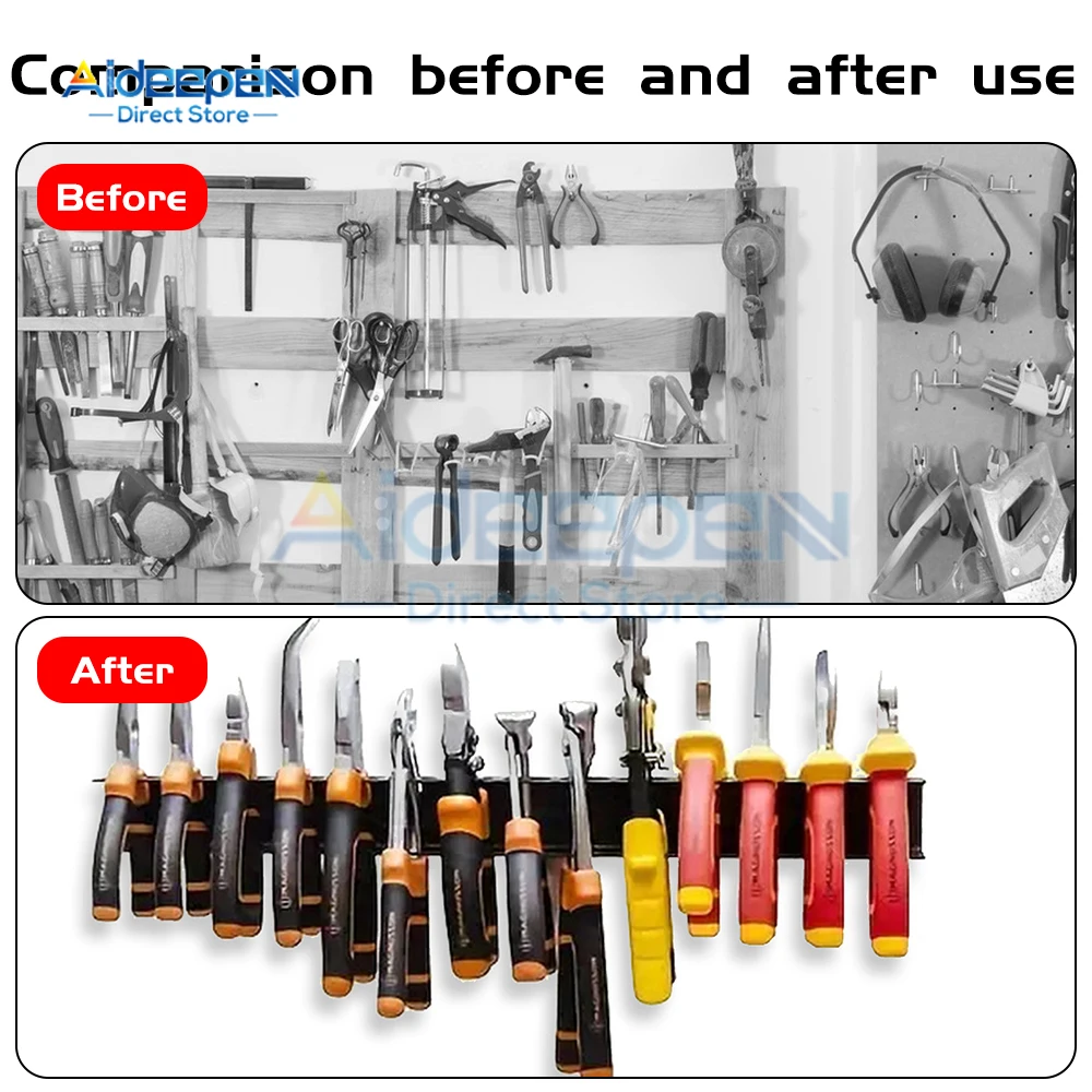 Wall-mounted 14-hole Hardware Tool Storage Rack Hammer/pliers/screwdriver Manual Tools Integrated Storage Base Stand