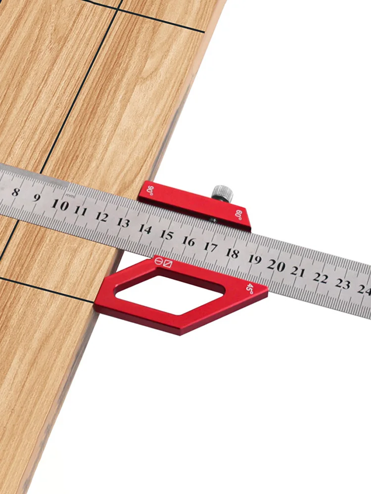 Woodworking Steel Ruler Positioning Block Center Finder 45/60/90 Degree Angle Scriber Line Marking Gauge Carpentry Square Layout