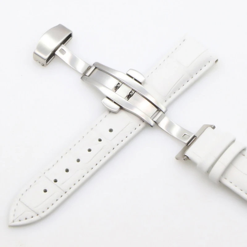 Genuine Leather Watch Straps 18mm20mm22mm24mm Universal Watch Butterfly Buckle Steel Band Buckle Bracelet Bangle Bracelet + Tool