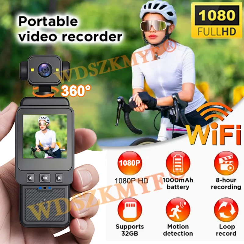 

New HD 1080P Wifi Camera Digital Video Mini Portable Handheld Law Enforcement Recorder 180° Rotatable Lens Outdoor Sports Camera