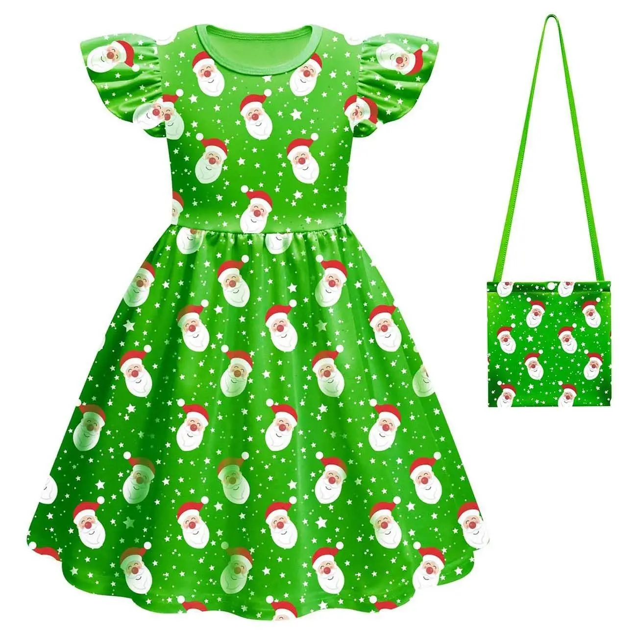 

Ready To Ship Girls Christmas Dress Little Girls Skirt Suit Green Girls Santa Claus Dress With Snack Pack