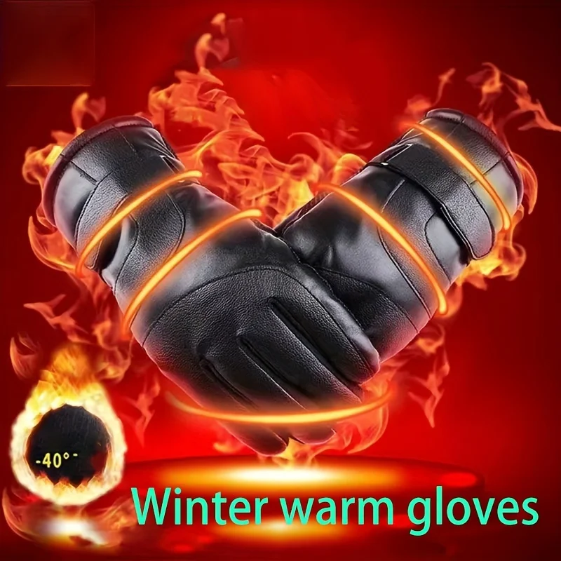 Winter Leder Handschuhe Wasserdicht Widerstand Kalten Männlichen Outdoor Sport Winter Warme Volle Handschuhe Motorrad Zyklus Für Männer Handschuhe
