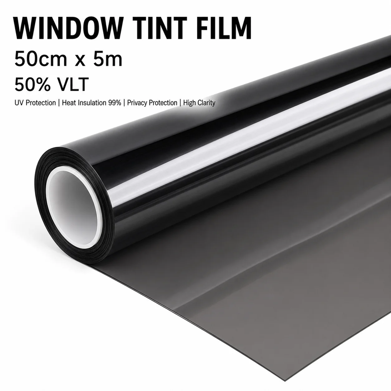 

50% VLT Clear View Smoke Nano Ceramic Car Window Tint Film 50cmX500cm Pro Grade Glass Film Wide Front Privacy Tint Roll NoBubble