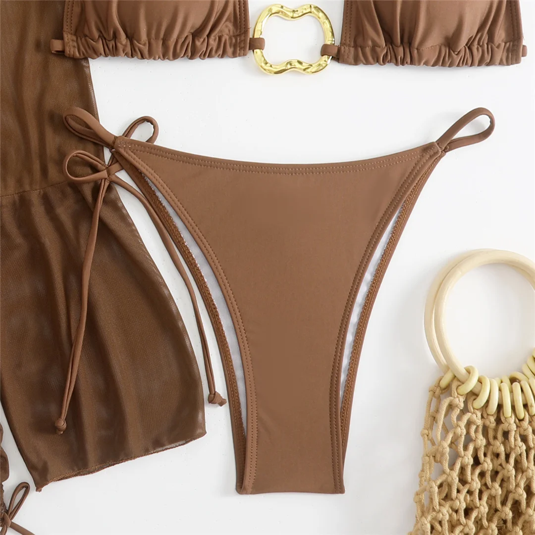3-teiliges weißes Bikini-Set mit langen Ärmeln, Rock und Badeanzug für Damen, Badebekleidung, vierteiliges Bikini-Set, Badeanzug, Badebekleidung, Schwimmanzug V7015 – Detail 28