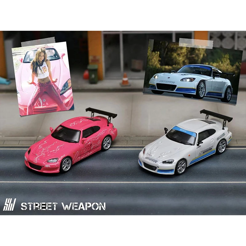 SW In Stock 1:64 F&F S2000 SUKI Pink S2K Spoon Diecast Diorama Car Model Collection Miniature Street Weapon