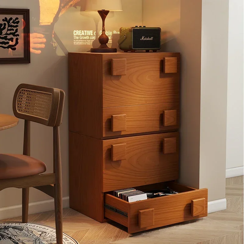 Medieval Double-layer Storage Cabinet, Retro Style Solid Wood Carmen Cabinet, Living Room TV Cabinet, Bedroom Bedside Table