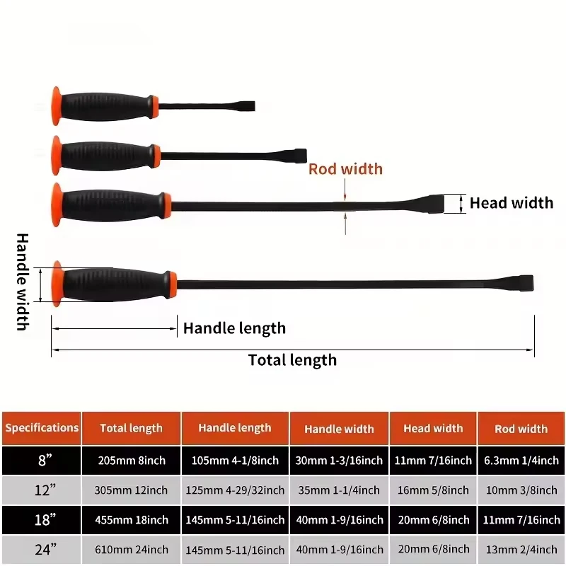 Heavy Duty Pry Bar For Lifting And Prying Industrial Grade Thicken Crowbar with Angled Tip Protective Hammer Strike Cap Handle