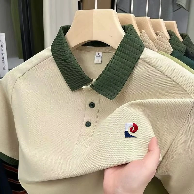 

Fashionable High-End Classic Summer New Men'S Boutique Short Sleeved Polo Shirt New Simple Casual Comfortable Breathable Top