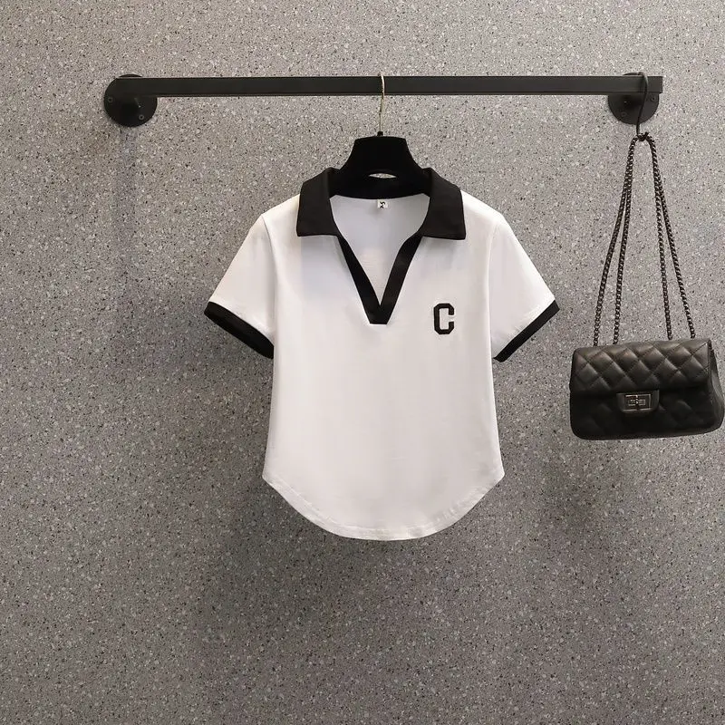 Leisure Sports Set Women's Summer New Korean Polo Shirt Slim Fit Short Sleeve Top Casual Pants Age Reducing Two Piece Set