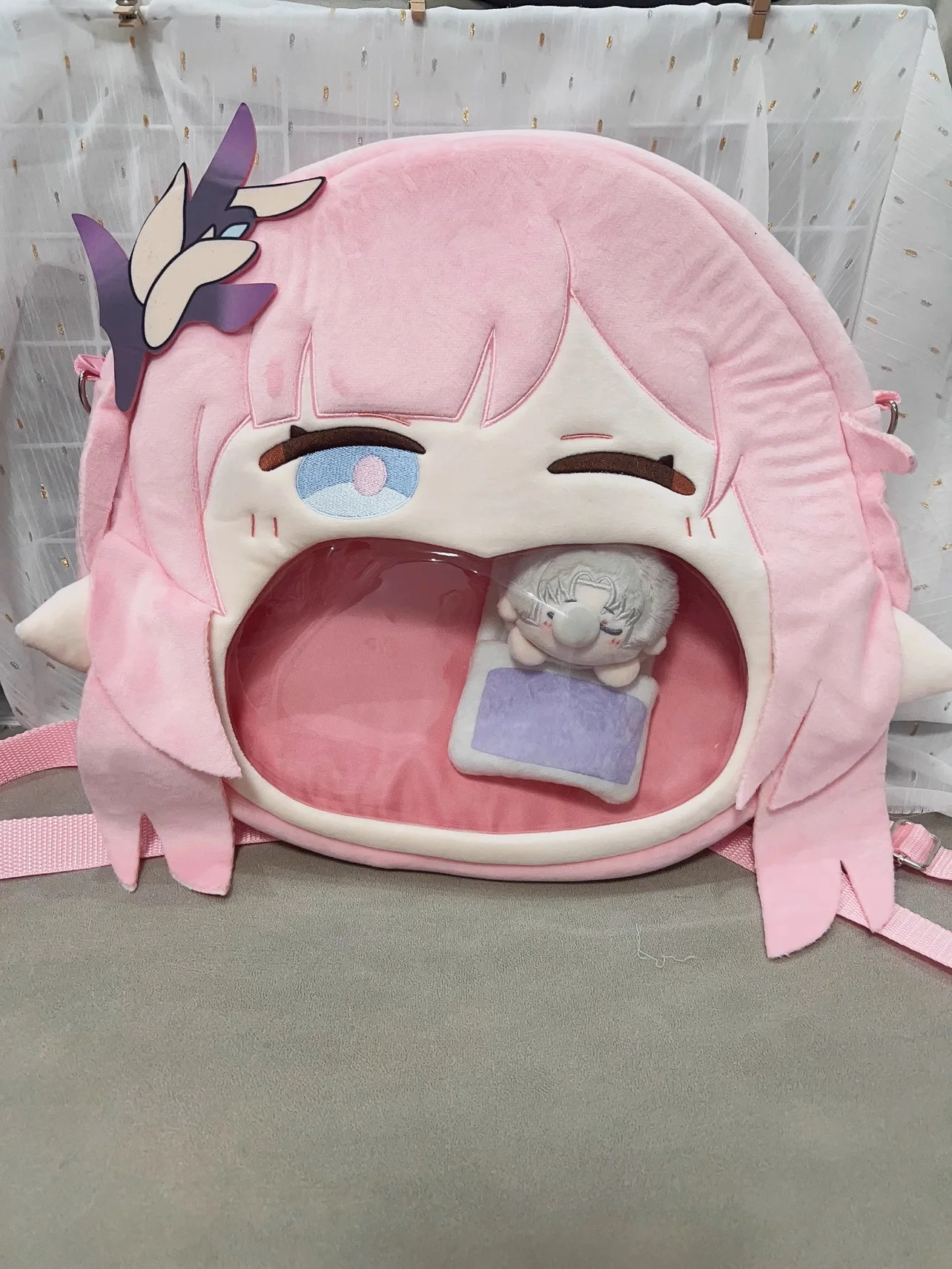 

Game Honkai Impact 3rd Elysia Big Mouth Plush Backpack Crossbody Bag Coin Purse Wallet Cute Anime Cosplay Props