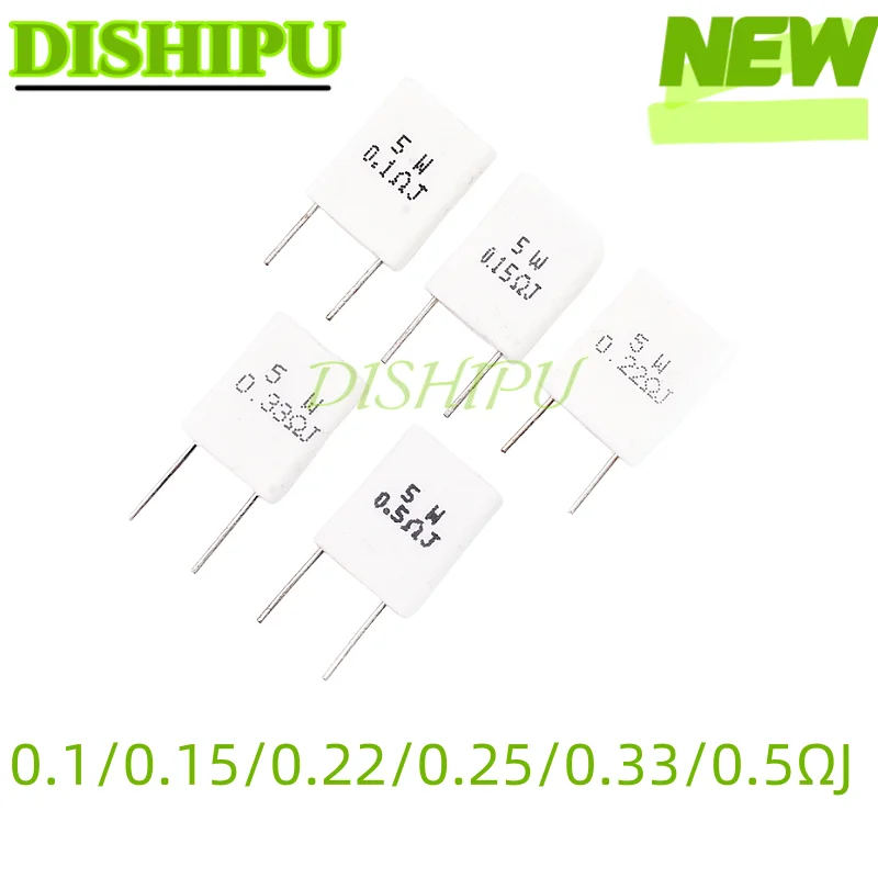 

5PCS 5W non-inductive cement resistor 0.1/0.15/0.22/0.25/0.33/0.5 Ω Ω J R 5%