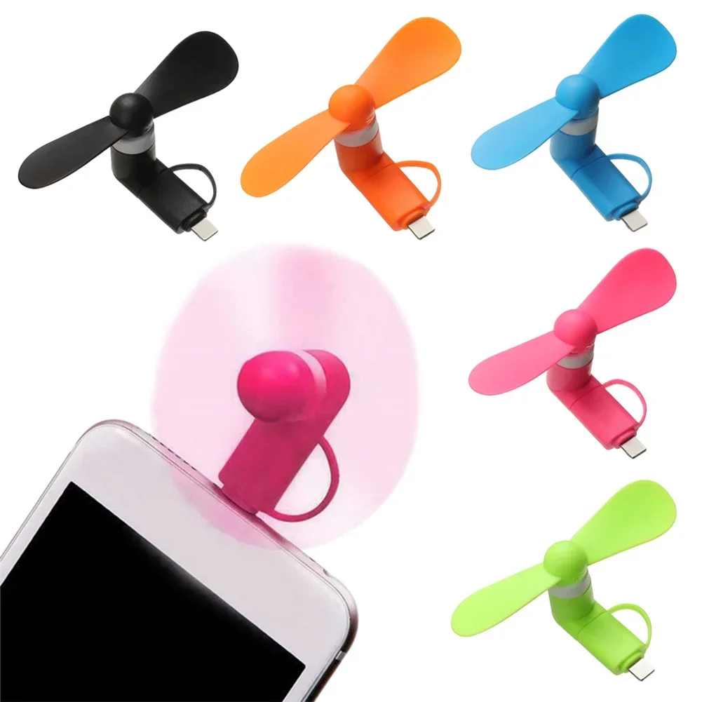 Samsung Xiaomi Huawei HTC telefon için 2in1 tipi C mikro USB Mini Fan radyatör Mini taşınabilir cep telefonu küçük Fan