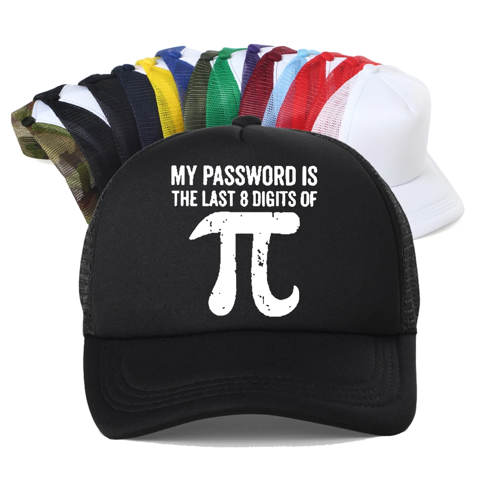 Men's 100% Cotton hat Math equations print funny men Baseball Cap Fashion cool guys hats my password is the last digits of pi