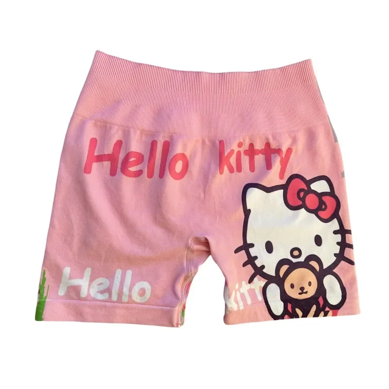 Kawaii Sanrio Hello Kitty Yoga Fitness Shorts Summer Cute Double-sided Print Girls Slim Breathable Sports Three-Point Shorts