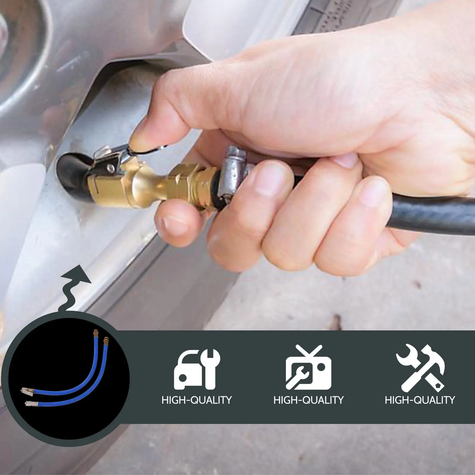 2Pcs Inflator Hose Adapter Flexible Air Pump Extension Compressor Tire Inflator Hose Chuck for Car Tire Pump Compressor