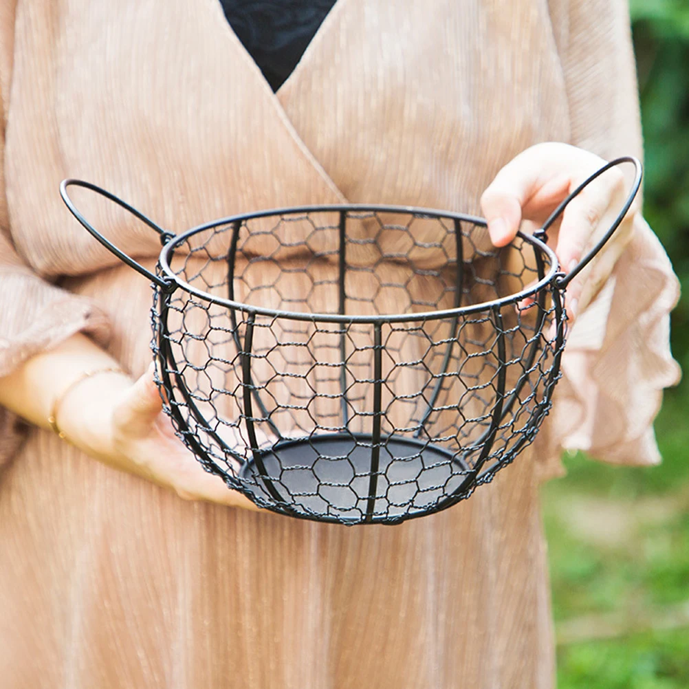 

Creative Iron Fruit Basket for Kitchen Countertop Storage Vegetable Snack Egg Holder Hollow Design Premium Food Safe