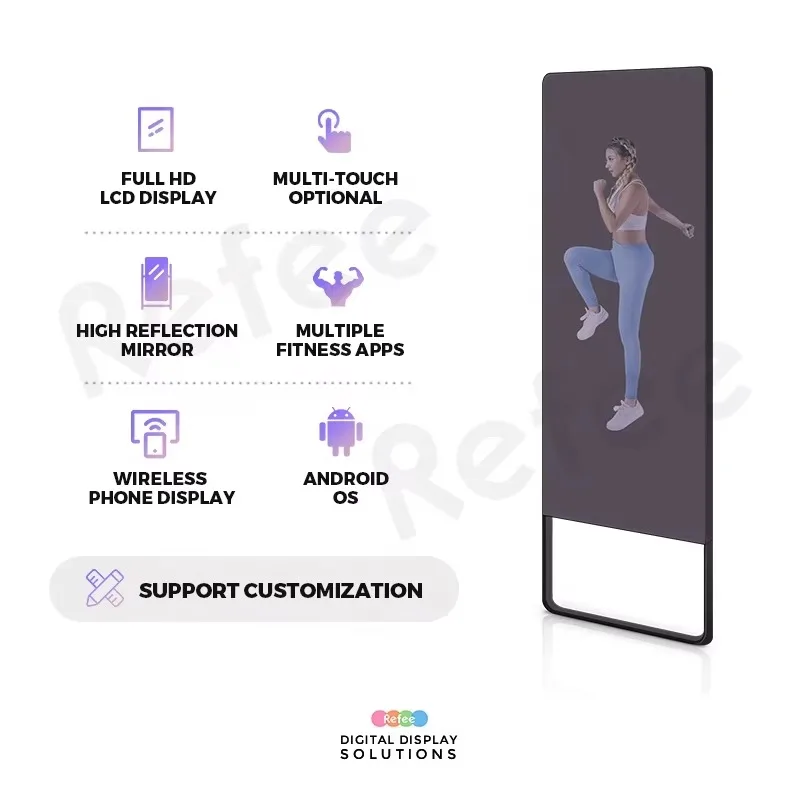 [Mais vendido] Refee Smart Fitness Mirror Essentials 43 tela de toque de parede interativa de 55 polegadas
