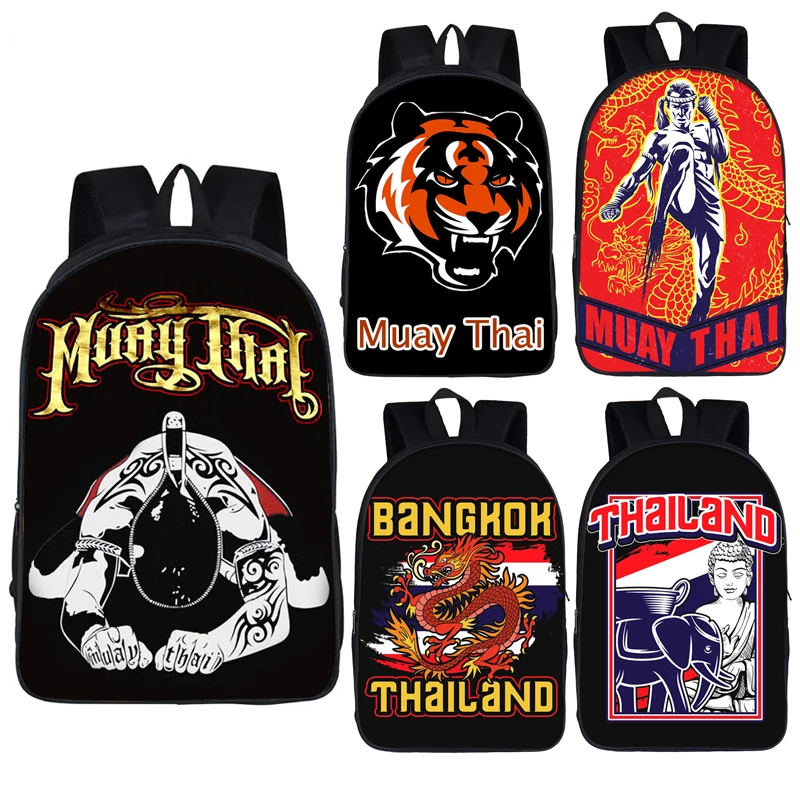 Muay Thai Backpack Young Men Tiger Fighting Shoulder Bag Boys Students School Bags for Teenagers Children Daypacks Kids Bookbag