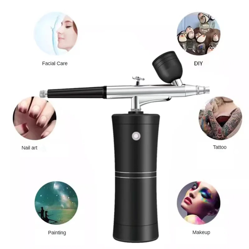 A47F-Airbrush Kit Akku-Mini-Airbrush mit Kompressor-Set mit 0,3 mm Düse, tragbare Spray-Gesichts-Make-up-Sauerstoffmaschine