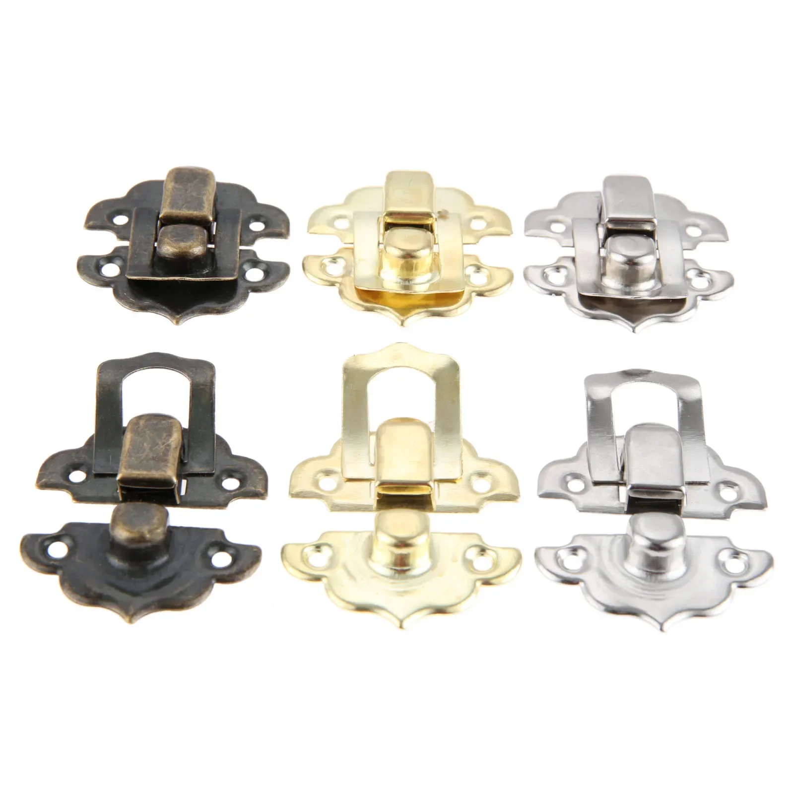 10Pcs Antique Box Latch Clasps Iron Jewelry Box Padlock Hasp Wooden Wine Gift Box Handbag Buckle Furniture Hardware 30x30mm