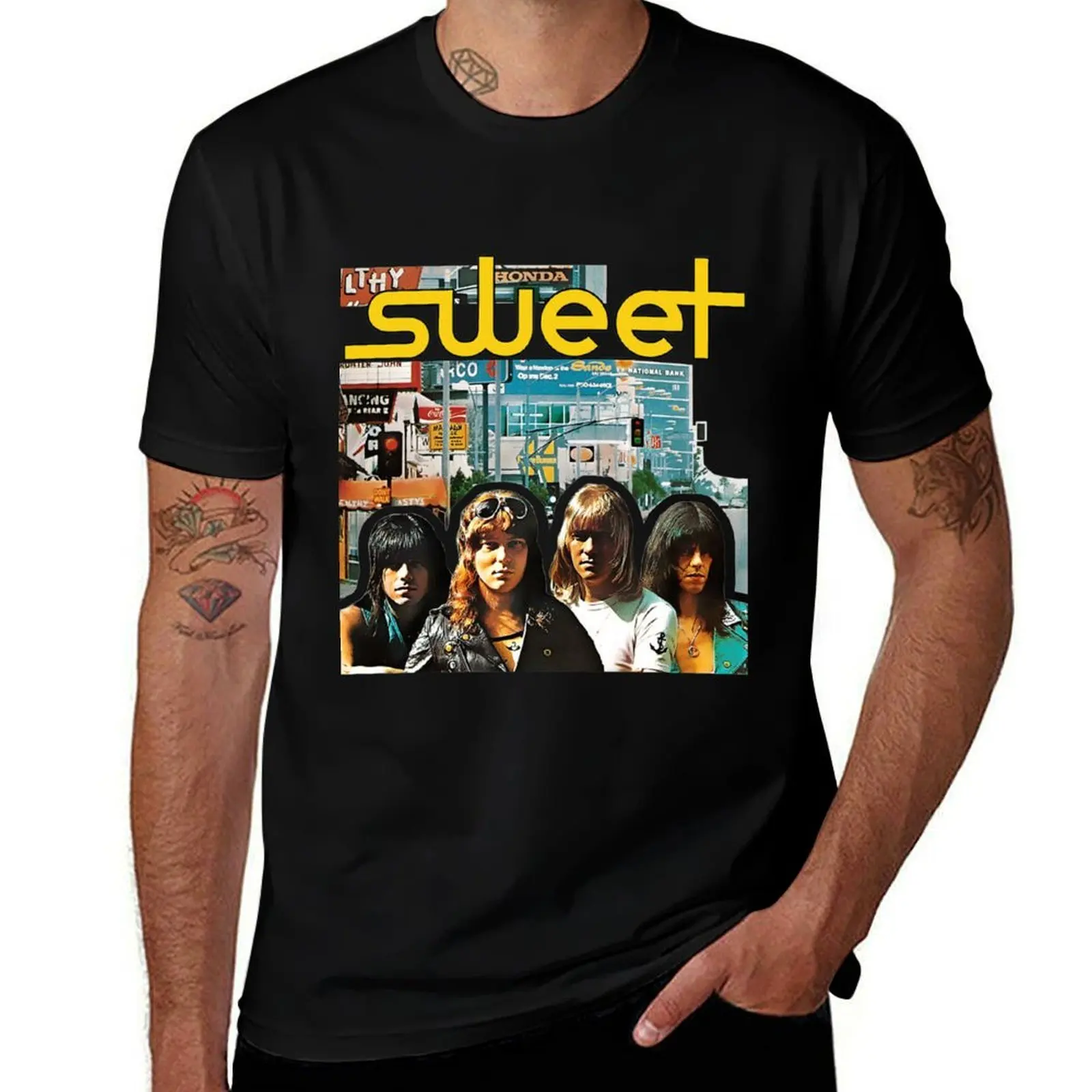 Sweet - Desolation Boulevard T-Shirt High Elasticity Sports Tee Shirt T-Shirt