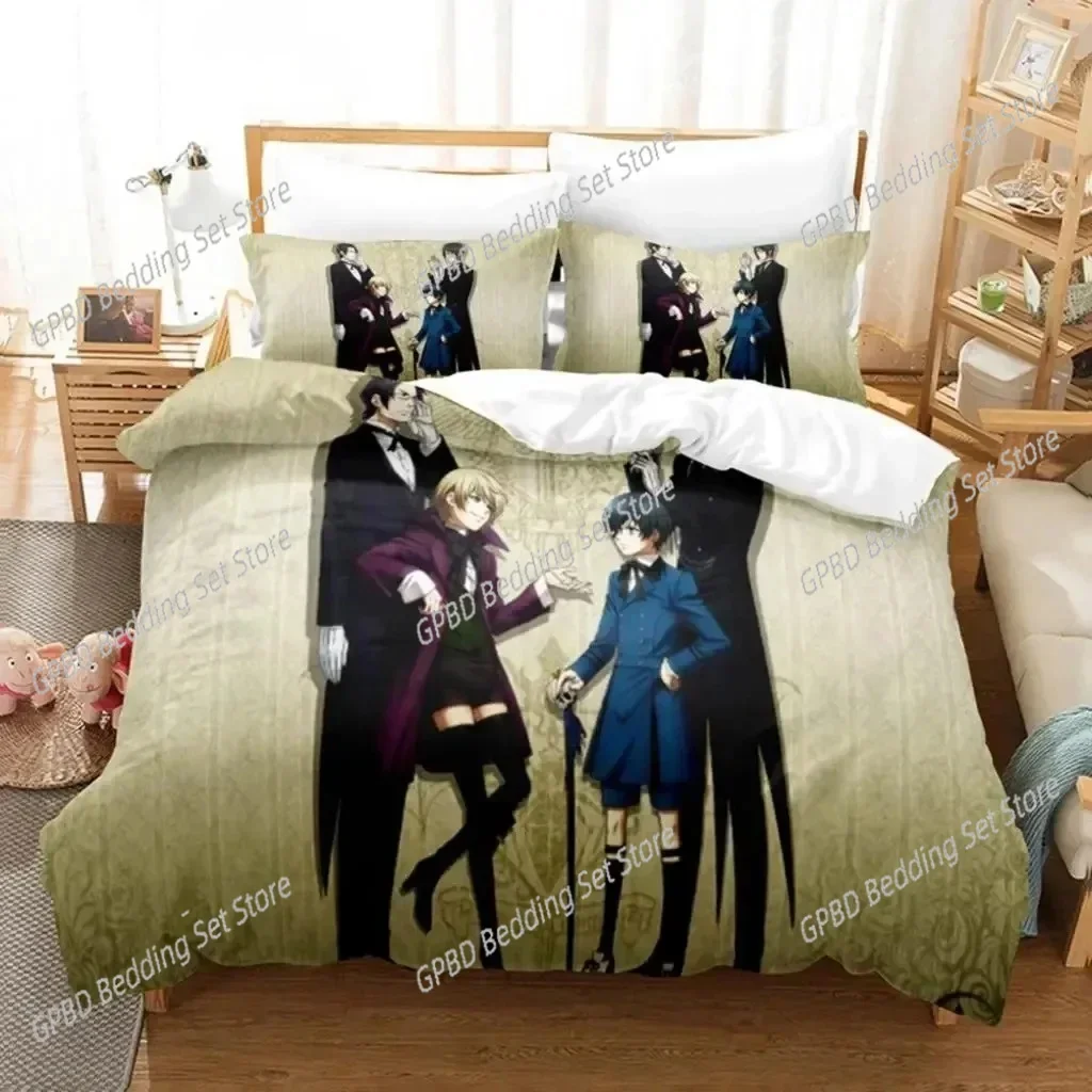 

Anime Black Butler Sebastian Comfortable Duvet Quilt Cover Pillowcase Bedding Set Children Bedroom Decoration Home Textile