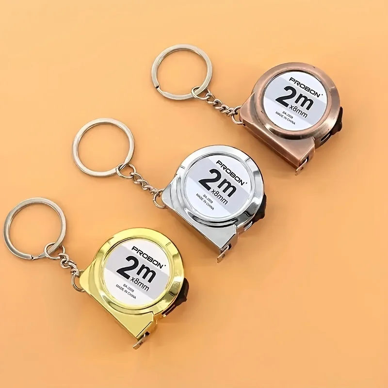 Portable 2M Mini Keychain Tape Measure Retractable Measuring Tape Key Ring Ruler Sewing Craft Home Office Tool Multiple Colors