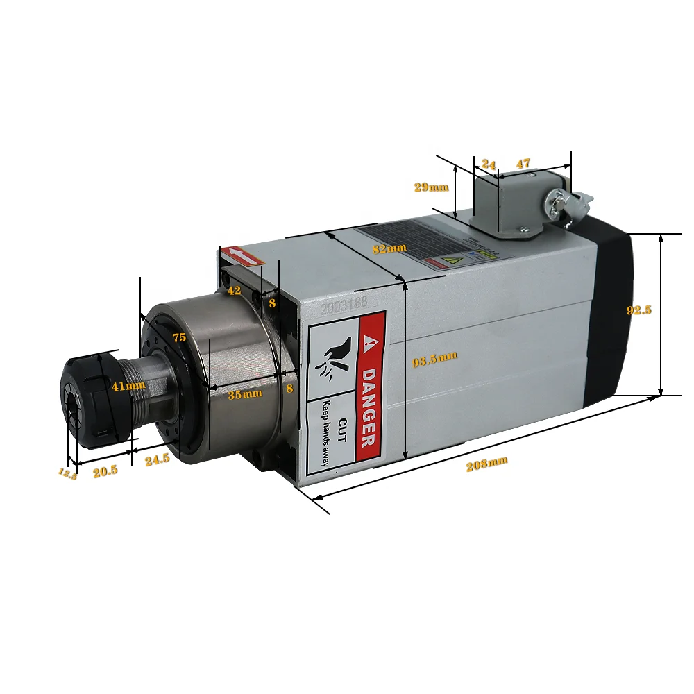 HLTNC Spindle Motor Cnc GDZ-93*82 -2.2 ER20 24000rpm 220V/380V air Cooled Spindle 2.2kw Match With 2.2kw VFD for CNC Router