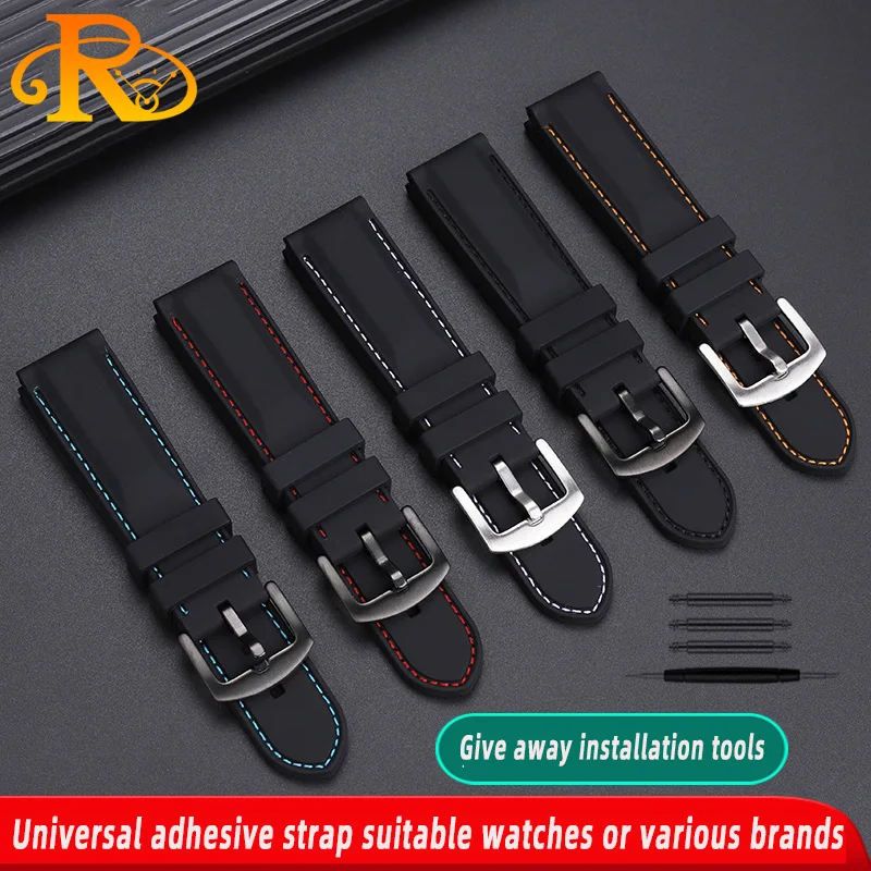 Outdoor sports silicone watch strap suitable for Tissot Mido Seiko TIMEX Casio universal men's High quality silicone tape