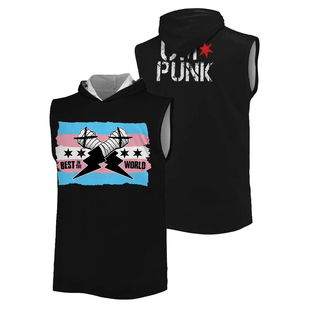 

CM Punk T-shirt WWE Summer 3D printed sports hooded vest Outdoor fitness fashion breathable quick dry oversized men's tank tops